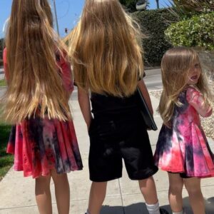 Beverley Mitchell Instagram - Today was going to be a big day! We went to get Hutton a hair cut! @iamkenzielynne got a big trim and then…. He couldn’t do it. So we cut off 4 inches and it looks more like a trim. #longhairdontcare #goodhair #blonde Can we just talk about how beautiful their hair is???? I mean Hutton’s color is everything!
