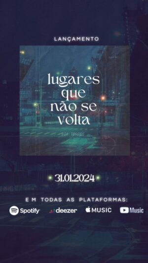 Bia Torres Instagram - LUGARES QUE NÃO SE VOLTA - 31.01 (track 001) 🌎💘 
PRE-SAVE NA BIO ✨

essa vocês pediram muito e trazer essa história à vida foi muito especial pra mim. um agradecimento especial ao meu produtor @marcelinxtg que embarcou nessa aventura comigo, abraçou meu projeto desde o começo e acrescentou bem mais do que eu poderia imaginar!

mas é só o começo! qual vocês estão mais ansiosos pra ouvir? 🫶🏻

#biatorres #compositora #songwriter #lyrics #letrasdemusica #letrasbr #popbr #pop #musicabr #taylorswift #musica