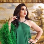 Boussy Instagram - 🦚🦚 Dress: @styleme.2019 Shoes: @aminamuaddiofficial Hair: @shreframadan MUA: by me Photo: @ibrahim_el_atta