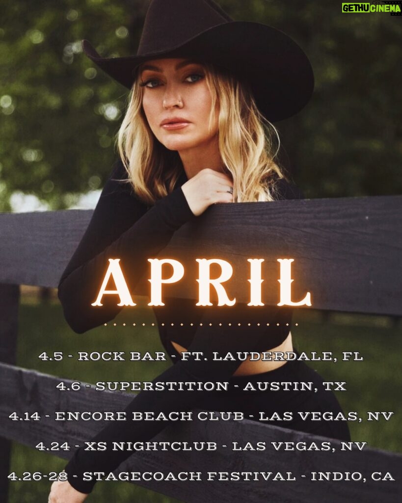 Brandi Cyrus Instagram - APRIL! Let’s party 🐎🐎🐎 @rockbarflb @superstitionatx @encorebeachclub @xslasvegas @stagecoach