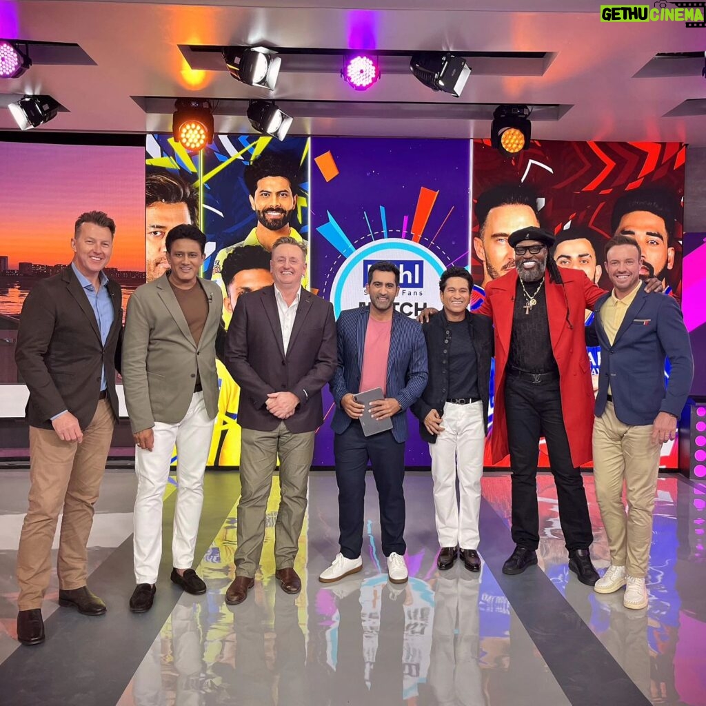 Brett Lee Instagram - And we have Lift Off 🚀 at the #IPLonJioCinema...and what a start it was! Welcome to our stellar #Insiders cast @brettlee_58 @anil.kumble @scottystyris @suhailchandhok @chrisgayle333 @abdevilliers17...AND our latest Insider...@sachintendulkar 🏏✨️ @officialjiocinema is your Home 🏡 over the next 2 months! #CSKvRCB #RCBvsCSK #TataIPL #IPL2024 #IPL #Squad #BTS