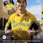 Brett Lee Instagram - 20-year challenge done right 🥹 Formula 1 star Oscar Piastri dons 🇦🇺's 2003 World Cup jersey, a gift from Brett Lee himself! #CWC23