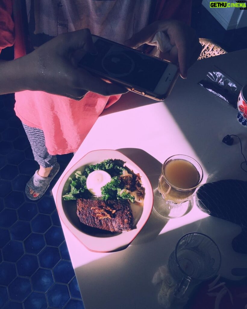 Bridgit Mendler Instagram - Beautiful roomie anniversary meal. Must have photo op #SteakAndEggs
