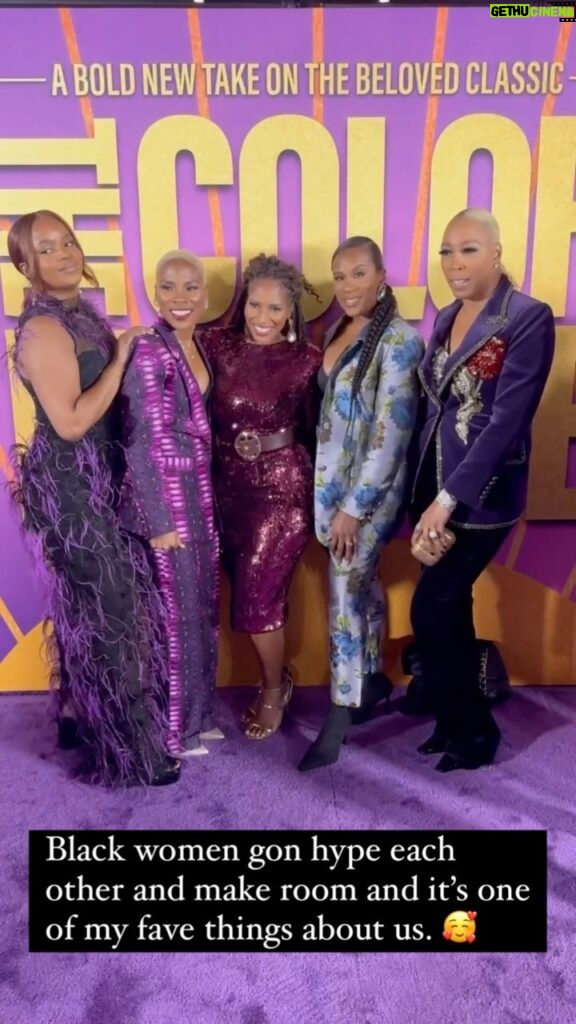 Brittany Packnett Instagram - One of my fave things about being a Black woman is how we make room for each other! And we gon look TF good as we do it! 🗣️🤌🏾🔥 The sisterhood is top notch and I’m so glad to be gang. 🥹🥰 And we are SO PROUD of you, Jotaka! Me and my sisters at @thecolorpurple world premiere. @mspackyetti @jotakaeaddy @kimblackwellpmm @jovianzayne #noirpixiedust