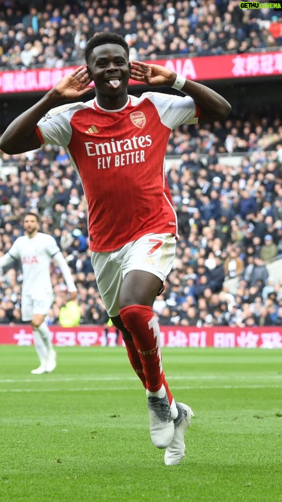 Bukayo Saka Instagram - A Gunner through and through. From Hale End to the first team. From 87 to 7. Goals in back to back north London derbies. Our Bukayo.