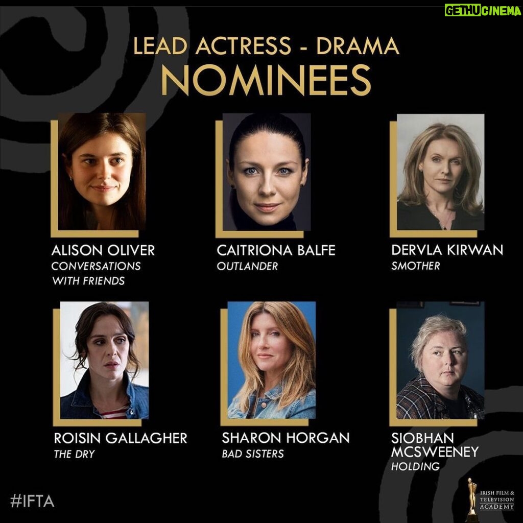 Caitríona Balfe Instagram - Well this is a lovely surprise! I am so thrilled to be nominated for an IFTA alongside these amazingly talented women! Go raibh maith agat @iftaacademy ☘️☘️💚💚☘️☘️ @outlander_starz @sptv