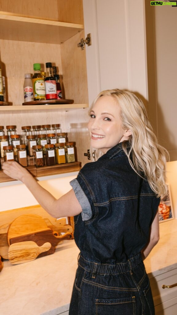Candice King Instagram - Shout out to @nashvilleneat_holly for bringing the spice cabinet of my dreams to life and for making my kitchen an organized oasis that I’m constantly presenting to guests as if I’m on an episode of shark tank pitching why removing spices from their original spice jars and putting them into new ones with specialty made labels is scientifically good for one’s cortisol levels 🙌 🌶️ #organizedspice