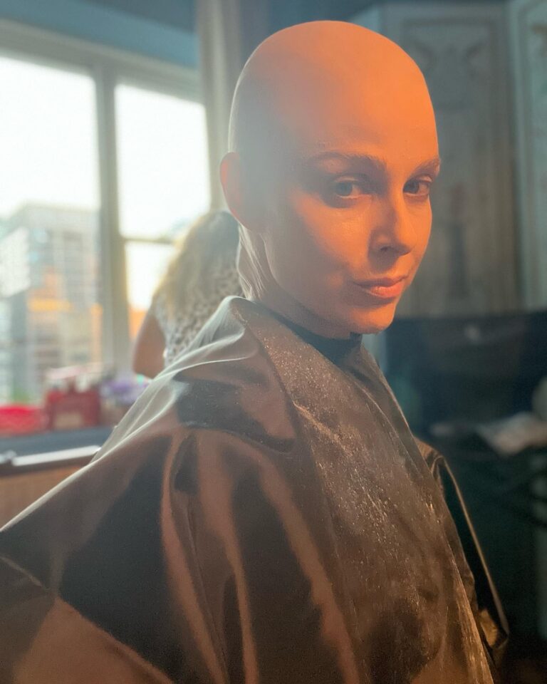 Cara Buono Instagram - Back posting! There were so many things I didn’t get to posting. This is something different for me that I worked on. With my wonderful costar @mrchrisparnell. When @thelaurakoski shaved my head ;) Amazing work ❤️ Laura! #hairtransformation #instagood #setlife #ilovemyjob