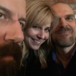 Cara Buono Instagram - #fbf to table read thru shenanigans. I think you guys were trying to scare me? I can’t believe that was 2020! @dkharbour @brettgelman #strangerthings #shenanigans #behindthescenes