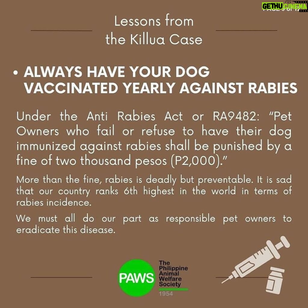 Carla Abellana Instagram - Part 2 Reposted from @pawsphilippines Here is the second part of PAWS’ answers to commonly asked questions related to the Killua dog-killing case. Included in them are some lessons worth repeating to emphasize the importance of both responsible pet ownership and a humane animal control system. The case has shone the spotlight on the fact that the reason for non-prosecution of animal offenders is not because the law is weak, but because of the refusal of many witnesses to file cases. In Bato, Camarines Sur, long before the Killua case, stray dog capture and killing by tanods and bystanders was rampant. The dogs end up in a known “ slaughterhouse” in the area. It is hoped that Killua’s case will put an end to many acts of animal cruelty in the area. With your help in this fight, we can protect animals and humans. #justiceforKillua #endanimalcruelty #animalwelfare #pawsphilippines