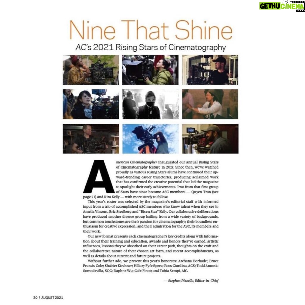 Carla Gugino Instagram - Couldn’t be more deserved! Your impeccable eye, stellar work ethic, and passion for all things film are exceptional. ♥️🎥 @calefinot • Extremely honored and incredibly grateful to be included in this list of Cinematographers. Thank you to @the_asc @american_cinematographer @ericsteelberg @amyvvincent @thekiragram it is a privilege to be recognized for doing something I truly love