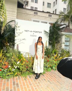 Carlacia Grant Instagram - A Flower in Bloom. 🌸🌺💐💕 Thank you @netaporter for a lovely evening amongst great artists. This dress is a stunning piece of art designed by @erdem Glam @orettac @hushbychloe @seanharrismakeup