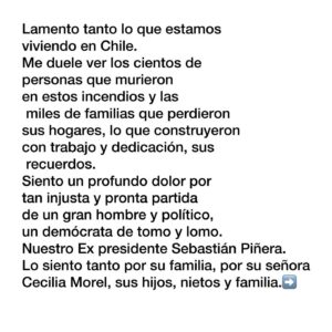 Carolina de Moras Instagram - Que comienzo de año más doloroso y difícil.
Aparte de lo que manifiesto arriba. Quiero enviarles, aparte de ayuda ya entregada, amor, energía y mucha fuerza.⭐️❤️