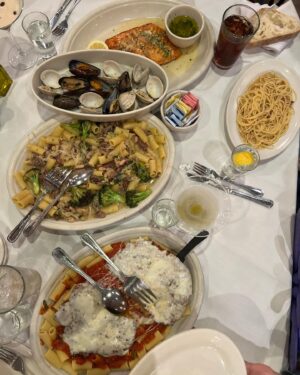 Caroline Manzo Instagram - Thanks so much @Carminesnyc and @chefglennrolnick as always for a great lunch!  We love grabbing a bite here when we are in the city! 🍝🍷