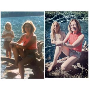 Carrie Bickmore Instagram - Then I got mum to put on my denim cut offs and we waded into a freezing lake 🤣🙈
Swipe for the next. 
#picsfromthepast
