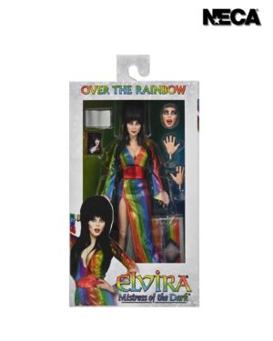 Cassandra Peterson Instagram - ANNOUNCEMENT! 🏳️‍🌈 🖤
➖
Elvira - Over the Rainbow Elvira 8” Clothed Figure 
➖
Celebrate Pride Month with Elvira, Mistress of the Dark! The devilishly delightful Cassandra Peterson has played the part of Elvira for more than 40 years with grace, humor and more than a little camp. NECA is proud to present this “Over the Rainbow” Elvira figure, celebrating the horror and queer icon in a never-before-seen, sparkling rainbow dress for your collection. With an original tailored fabric gown, glittery ruby red heels, and a yellow brick display base, she’s definitely not in Kansas anymore! This fully articulated 8-inch action figure features new faceplate technology with two interchangeable expressions and hands, including brand new ones that allow you to recreate Elvira’s signature pose! She comes with a book accessory of Peterson’s memoir, “Yours Cruelly, Elvira”, and a double-sided flag with 10 stickers to customize and show your unique pride! 
➖
Available now on thenecastore.com, and shipping to your favorite NECA retailer in June!
➖
#Elvira #MistressoftheDark #Pride #OvertheRainbow #CassandraPeterson #NECA  #actionfigure