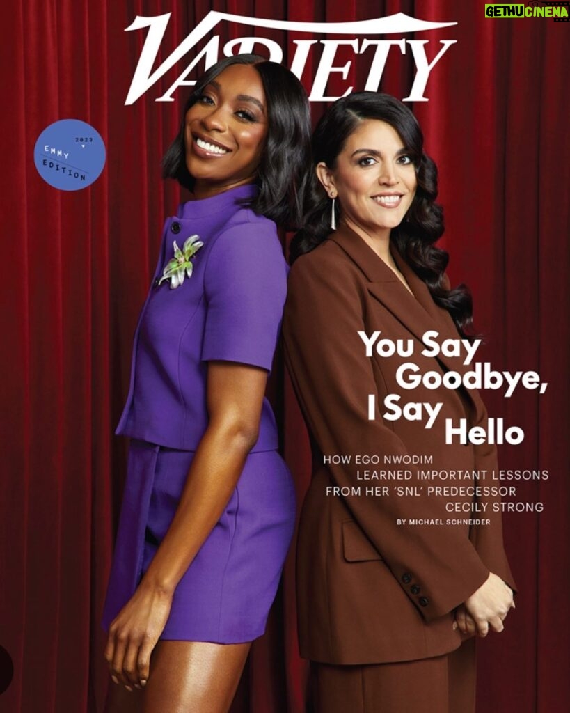 Cecily Strong Instagram - Thank you @variety for this opportunity to spend an afternoon gushing over @eggyboom. I think we both cried about loving each other at LEAST once during this interview. At one point we both said “I can’t even look at you right now hold on” because it’s emotional to speak about a friendship you love so much and a person you admire and are inspired by for every reason. Ego- you are brilliant and hilarious and kind and a force of a performer. You are also one of the greatest WRITERS I’ve gotten to witness at my time at snl. What an honor to take power couple photos with you ❤️❤️❤️ and thank you to my glam team dream team makeup by @theamyclarke, hair by @dannidoesit, wardrobe by @thegriceisright Link is online somewhere ask chatbot or whatever give me a break I’m 39 which is basically 185 in technology years.