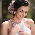 Chaithania Prakash Instagram - 🕊🤍 Airbrush makeup done with Christian gown for @briella.in Amazing gown : @briella.in Bouquet : @briellaflorals Photography : @sharon.shyam @storiesbysharonshyam Makeup & hairstyle : @soumyashyam_makeupartist Location : Whispering water resort Reels : @jeeva_balakrishnan @sumin_s_kumar Thanks : @shinil__vinod