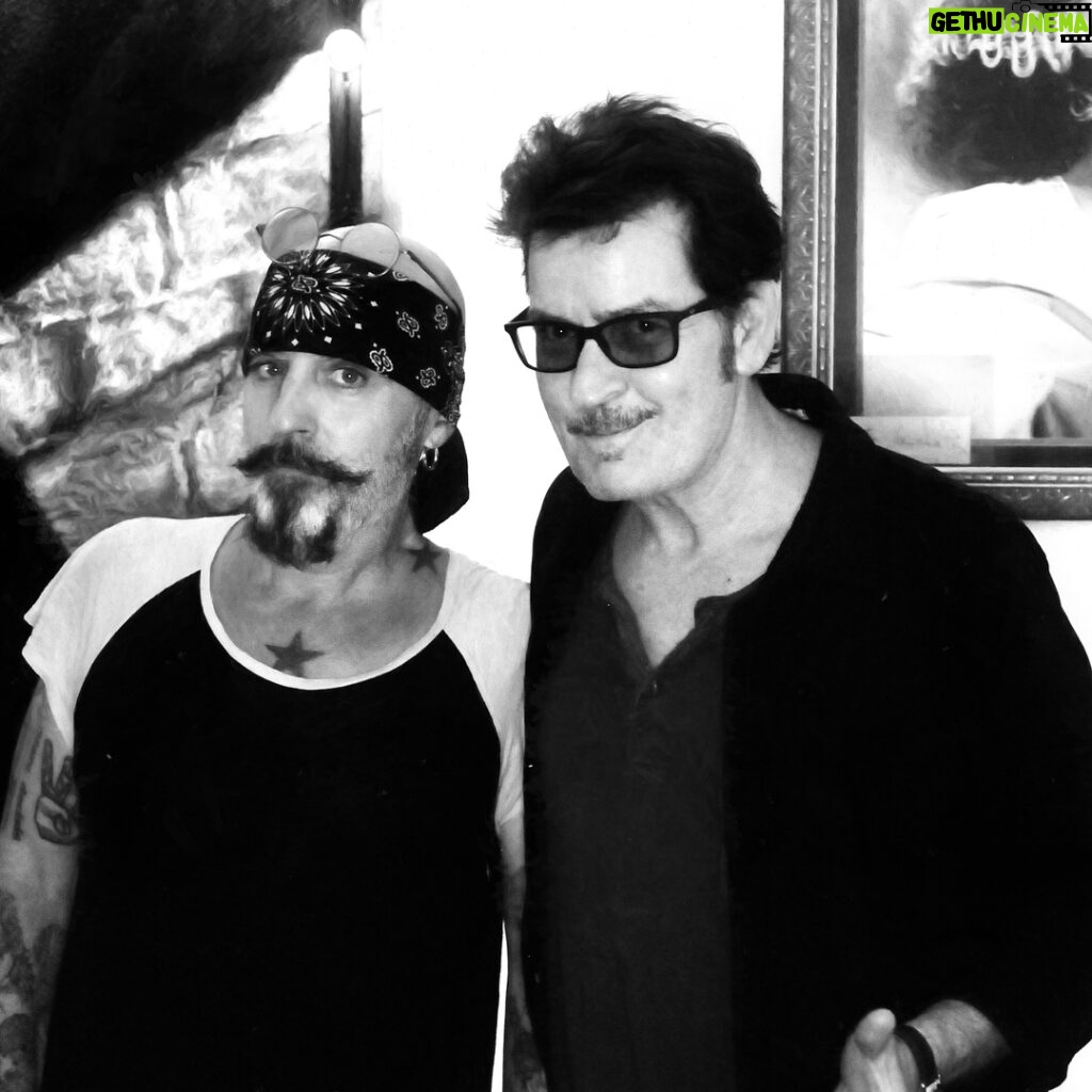 Charlie Sheen Instagram - the stache is back... ©