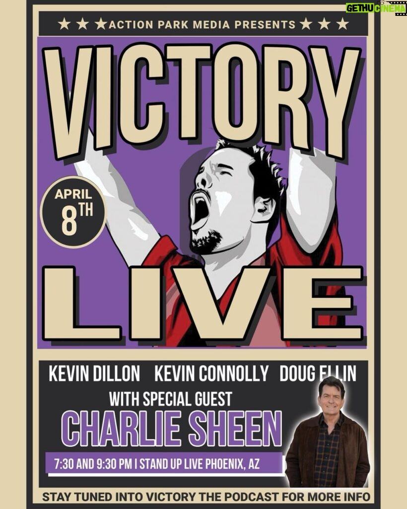 Charlie Sheen Instagram - April 8 is gonna be a great night in Phoenix with @charliesheen link to tickets in the @victorythepodcast bio. Hope to see you there 🙏!
