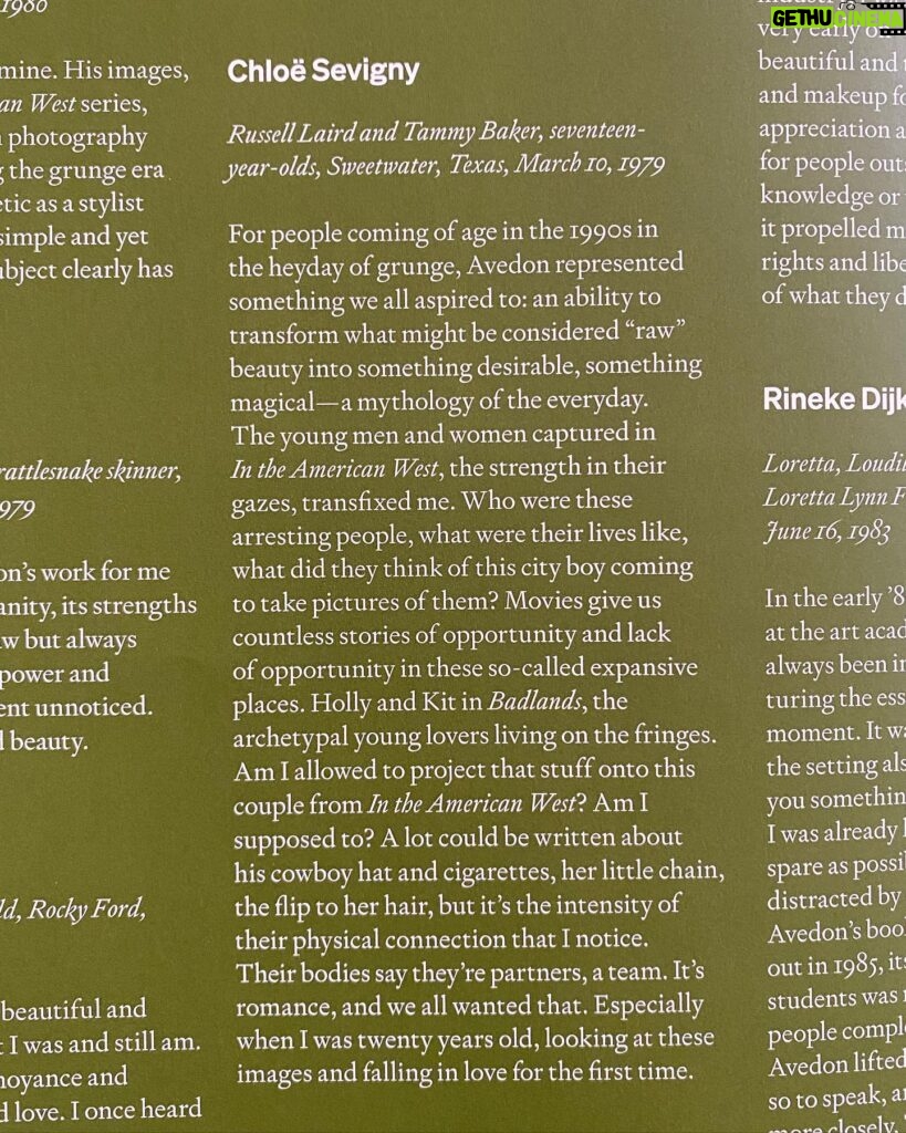Chloë Sevigny Instagram - Thank you @gagosian @avedonfoundation & @derekblasberg for asking me to make a selection for this epic show of Richard Avedon #avedon100 Here’s a few bad photos of my favorites from this exhaustive incredible show! Russell Laird and Tammy Baker selected by me Andy Warhol and members of The Factory selected by @derekblasberg Richard Avedon and James Baldwin selected by @tylermitchellphotography Truman Capote by @hilton.als Dick Hickock and Perry Smith by @jackpierson9 And something I wrote reflecting on when I first saw In The American West
