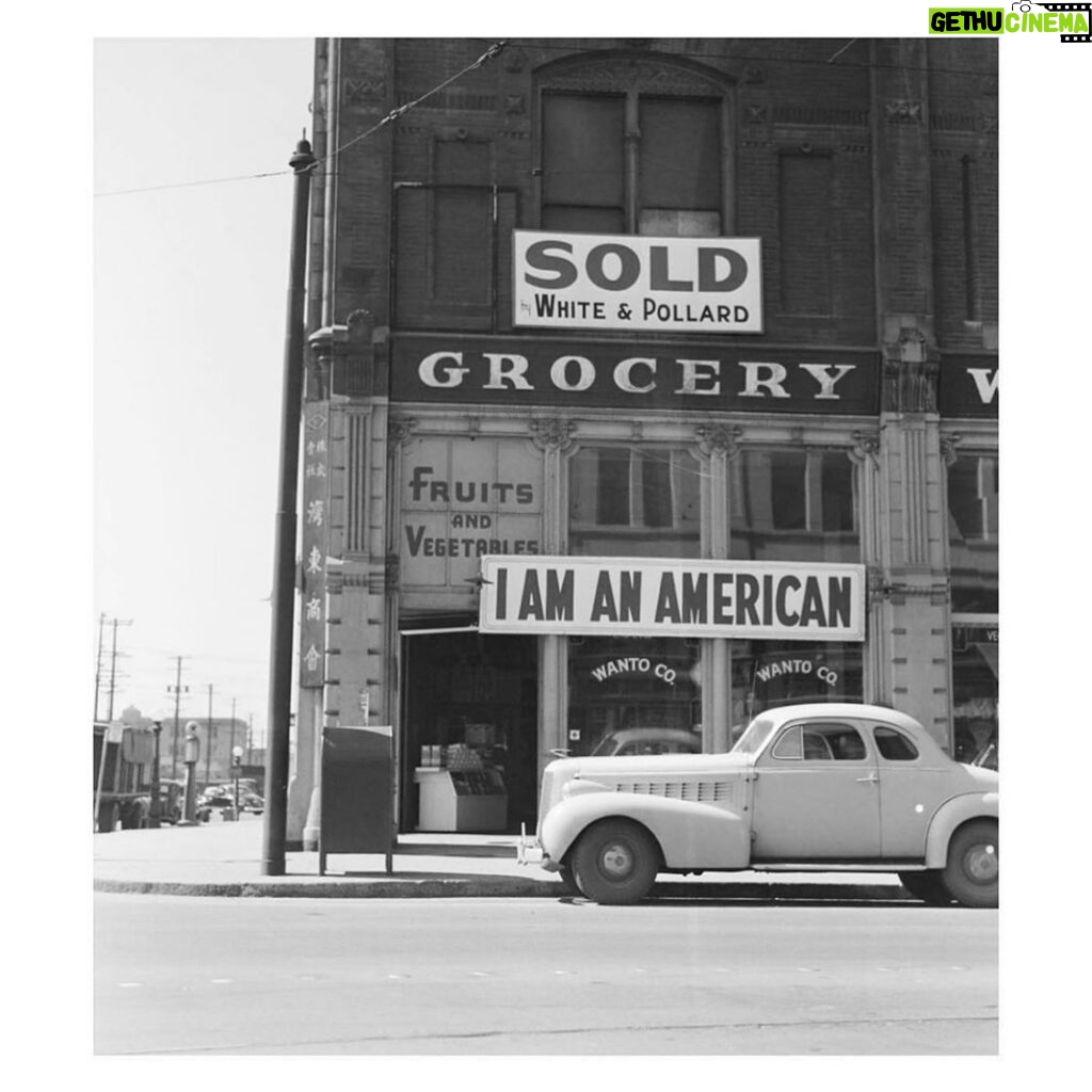 Chloe Bennet Instagram - The Matsuda family posted this sign outside their store in 1942, as they were being forcibly evacuated and moved to incarcerated camps for being Japanese American. Asian Americans no longer have to prove their Americanness. We are redefining and writing our own narrative on what it means and looks like to be an American, starting with this election. thenew.vote —— We at @runaapi joined forces with the undeniably fierce team over at @phenomenal to bring you this sweater, inspired by the Matsuda sign. —— (A cute, oversized, socially conscious, politically active, cozy look for fall? Yess pleaseee.)