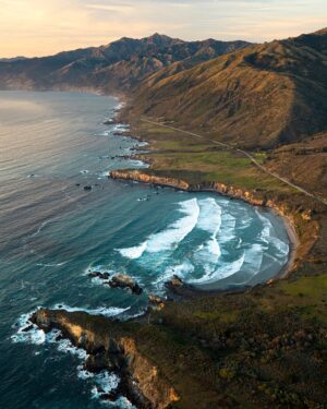 Chris Burkard Instagram - I grew up driving this stretch of coastline in my beat up truck, inspired by the significant relief of the peaks eventually brushing with the shores of the Pacific Ocean. I shot up and down these shores well before I was a professional photographer… Up every morning at the crack of dawn hoping to get the quintessential surf photograph on a huge winter swell. I took one my best friends @ellithor on a sunset flight so he could see this part of the world from my favorite perspective… and I’m sure I’ll keep coming back here throughout my life.
