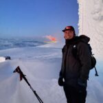 Chris Burkard Instagram - I jumped out of bed this morning for an early ski touring lap to catch sunrise... but much to my surprise I saw a warm glow radiating from the Reykjanes Peninsula and realized that a new volcano just erupted. I texted my assistant @joelbarger_ from the top of the mountain - who grabbed our long lens and nailed the shot just looking over the bay not far from our new studio. It’s moments like this in Iceland that continue to amaze me... a juxtaposition of normal life and sometimes devastating elements, locals continuing their day like any other Thursday but a beautiful fiery chaos erupts less than 45 minutes away.