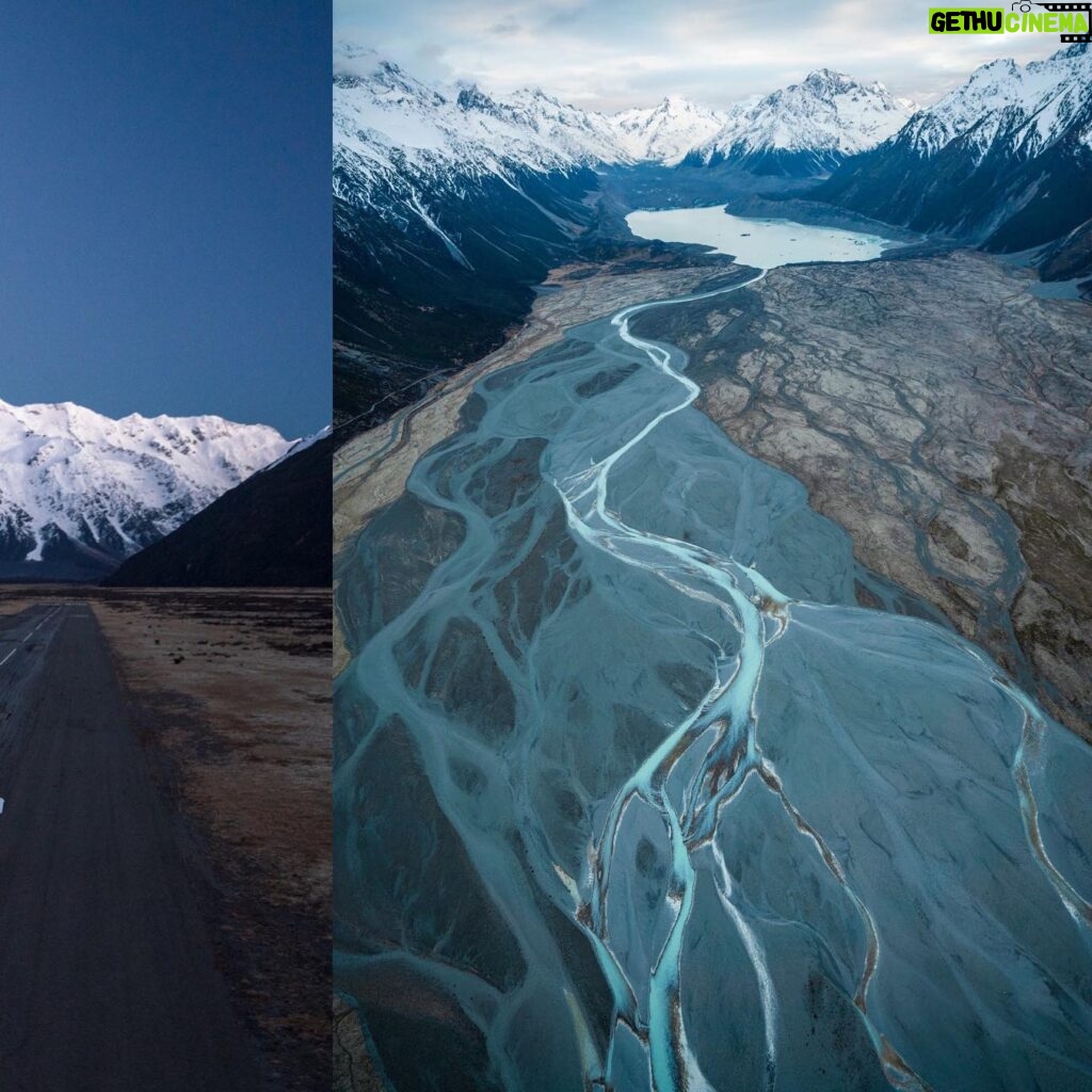 Chris Burkard Instagram - From my expression in the first image you’d think I hate flying but in all reality it’s where I’m happiest... especially if if the doors’ open with an expansive view and cold wind in my face. Here’s a series of some favorites shot in New Zealand during an assignment for Icebreaker in 2018, documenting Mt. Cook and it’s beautiful surrounding valleys. A landscape that encourages time spent away from man-made structures and preferably among blue glaciers & vast mountain ranges