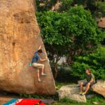 Chris Burkard Instagram - When @chris_sharma went to Hampi, India in 2007 for a bouldering trip, I remember feeling inspired to visit such wild and somewhat unattainable destination filled with exotic creatures and dense jungles. 10 years later, I found myself trekking through those same jungles in Hampi on a shoot for @prana .... hearing the sounds of snakes killing birds & trying to keep my distance from truly aggressive monkeys who watched from above. Setting foot in a such a unique corner of the world felt surreal after being inspired by a climbing film all those years ago but I was truly excited to have an adventure of my own.
