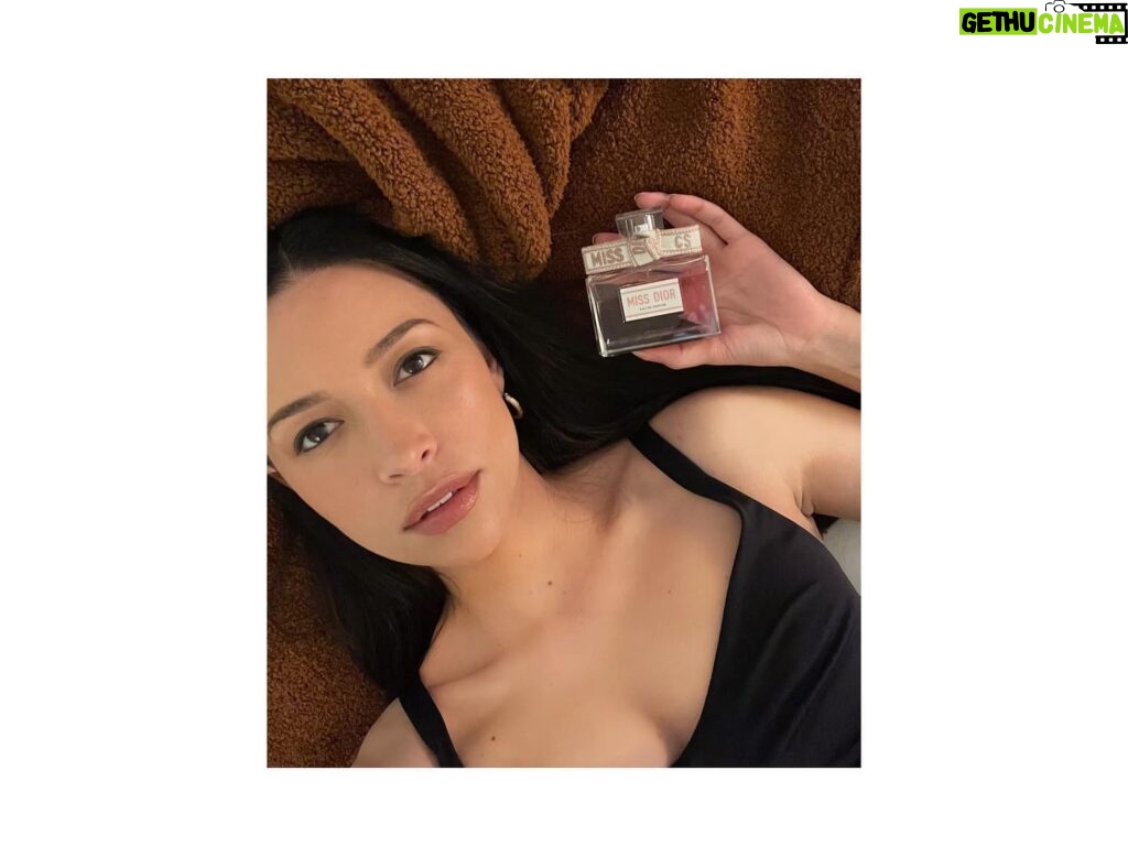 Christian Serratos Instagram - Cozy tip: after a long day I come home and spray my bed with Miss Dior 💕#MissDior #WakeUpForLove @dior @diorbeauty