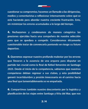 Christiane Endler Instagram - Comunicado oficial del Plantel de fútbol femenino adulto Panamericanos Santiago 2023, ante los hechos ocurridos los últimos días!
