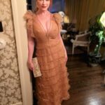 Christina Hendricks Instagram - The #eveningbefore the Emmys party, which is ….. not the evening before this year…..is always so nice to see old friends. Got to hug and kiss so many . Thank you @mptf and @jonandvinnydelivery was soooooo delicious