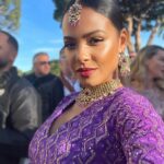 Christina Milian Instagram - Splashes of color & love in Côte d’Azur 💒💜✨ When the wedding invitation says ‘Colorful, Elegant Indian Attire’ you dress the part & even better we experienced the culture! Such a beautiful parade down the isle with the groom. #WeUnderstoodTheAssignment 🥳 Congrats Again to the Kamani’s! Had a blast. Outfit: @indianfashionsparis