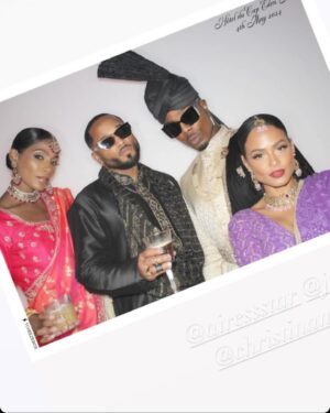 Christina Milian Instagram - Splashes of color & love in Côte d’Azur 💒💜✨ 
When the wedding invitation says ‘Colorful, Elegant Indian Attire’ you dress the part & even better we experienced the culture! Such a beautiful parade down the isle with the groom. #WeUnderstoodTheAssignment 🥳 
Congrats Again to the Kamani’s! Had a blast.

Outfit: @indianfashionsparis