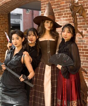Christine McConnell Instagram - Had an amazing time in #salem for Halloween this year with my Mom, Brother and Captive 🍁🎃🍁

The making of this broom is featured in a brand new episode on YouTube and the costume making episode is up on Patreon 🥳

Thank you so much to Kirstie from @Blackcraftcult for the eerie midnight tour of your incredible shop on Essex St ✨☠️✨

#halloween #salemjack