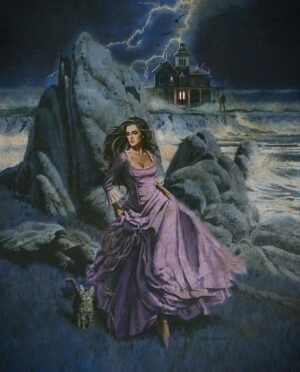 Christine McConnell Instagram - In 2019 I commissioned this painting by one of my very favorite artists @paulmannart 
He of course exceeded anything I had hoped for and I just finally had a chance to add the type and aging to the digital copy 🎉
I asked for something that looked just like one of those old gothic paperbacks…
The last image collage are the examples I sent him ✨🤩✨