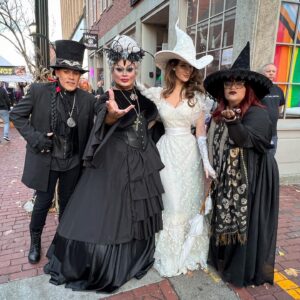 Christine McConnell Instagram - My Mom and I had an amazing Halloween in #Salem this year! 
🎉👻🎉
There was so much to see and I even picked up some antique hidden compartment books and a beautifully creepy painting by @maxmartelliart 🧟‍♂️🕸️