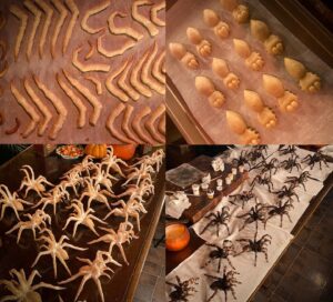 Christine McConnell Instagram - Tarantula Spider Cookies 🕷️😳🕷️
Making of episode and recipe is up on Patreon 🎉
Yvette costume made by my beautiful friend Nina of @janedoelatex and the elegant knife protruding from the Captive was crafted for me by Brandon of @thefranklinforge 
#Clue