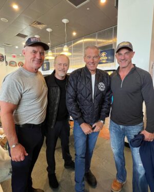 Christopher Meloni Instagram - So…this happened with @denisleary and @bobby1960 @therealmariskahargitay to help out @learyfirefighters #learningthetrade #respect #NYBravest