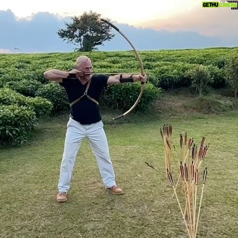 Christopher Meloni Instagram - This bull elephant was “in must”- ready to mate with 40x the testosterone as usual. Hippos were bored, the birds were skinny, the rhinos critically endangered and magnificent, family in awe- don’t let ‘em tell ya it ain’t “happening” in Kearney Nebraska! Sure it was dangerous at times but o had my trusty bow and arrow at the ready! #BullseyeEveryTime #spokaneTmrw Thx to the navigation crew @bravocharlieexpeditions @sophiaemeloni @dante_melonii @sherman.meloni