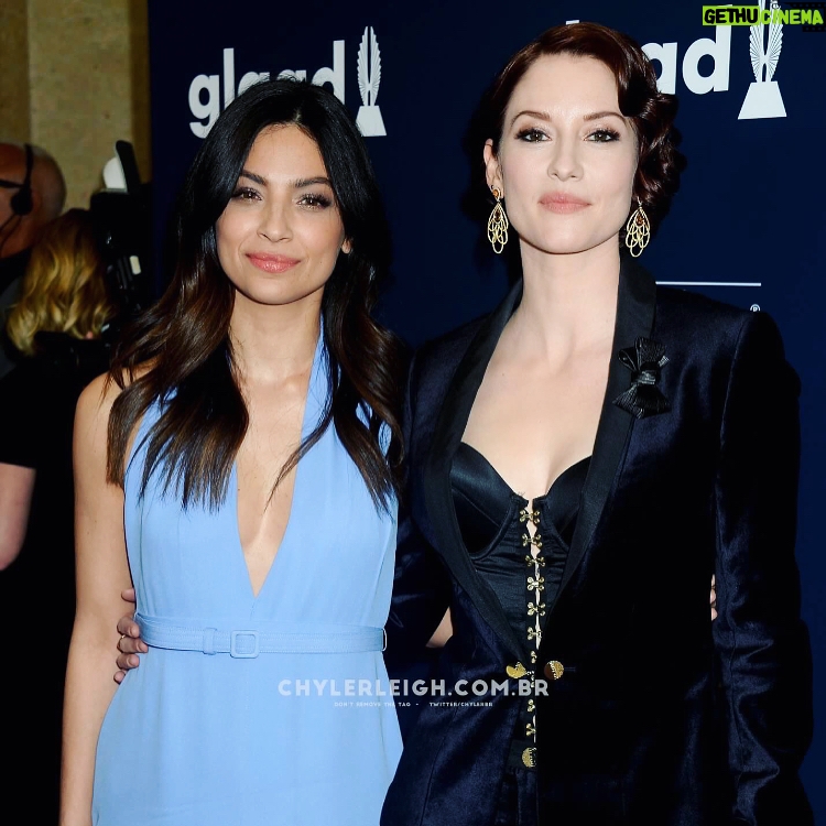 Chyler Leigh Instagram - THANK YOU, @glaad for having @florianalima and I at the #glaadawards to represent all our family on @supergirlcw 🌈 It was such a special evening, one I'm very proud to have been present for! And now on with the shout outs to those that made me feel so confident walking that red carpet with so many fabulous folks!! *Styling by the sweet sweet @gabriellangenbrunnner *Coolest suit EVER by @ted_baker *Suit lapel pin: @styland.ro *Earrings: @hueb_official *Rings: @heartsonfireco and @dovesjewelry *Bustier: @kisskill_lingerie *Clutch: @tadashishoji *Shoes: @vincecamuto *Hair 💆🏻@stephaniehobgood *Makeup 💋@kerrieurban *Arm Candy: @florianalima 👸🏻