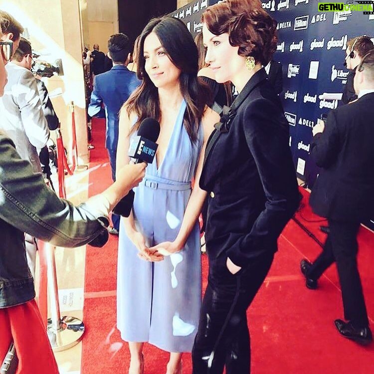 Chyler Leigh Instagram - THANK YOU, @glaad for having @florianalima and I at the #glaadawards to represent all our family on @supergirlcw 🌈 It was such a special evening, one I'm very proud to have been present for! And now on with the shout outs to those that made me feel so confident walking that red carpet with so many fabulous folks!! *Styling by the sweet sweet @gabriellangenbrunnner *Coolest suit EVER by @ted_baker *Suit lapel pin: @styland.ro *Earrings: @hueb_official *Rings: @heartsonfireco and @dovesjewelry *Bustier: @kisskill_lingerie *Clutch: @tadashishoji *Shoes: @vincecamuto *Hair 💆🏻@stephaniehobgood *Makeup 💋@kerrieurban *Arm Candy: @florianalima 👸🏻