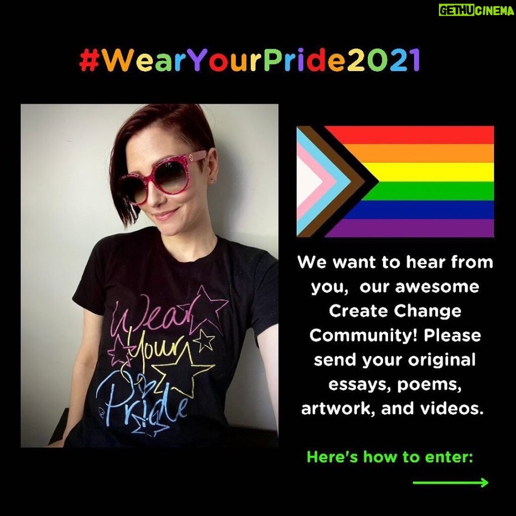 Chyler Leigh Instagram - Repost from @createchange.me… Hi friends! One of our favorite things to do at Create Change is highlight the talents of our community. We believe that social creativity can lead to social healing, so we hope you’ll consider sharing an essay, poem, artwork or video submission for #WearYourPride 2021! We want to hear from you. ❤️🧡💛💚💙💜🤎🖤 #createchange #loveislove #representationmatters #lgbtqiapride #motivationmonday