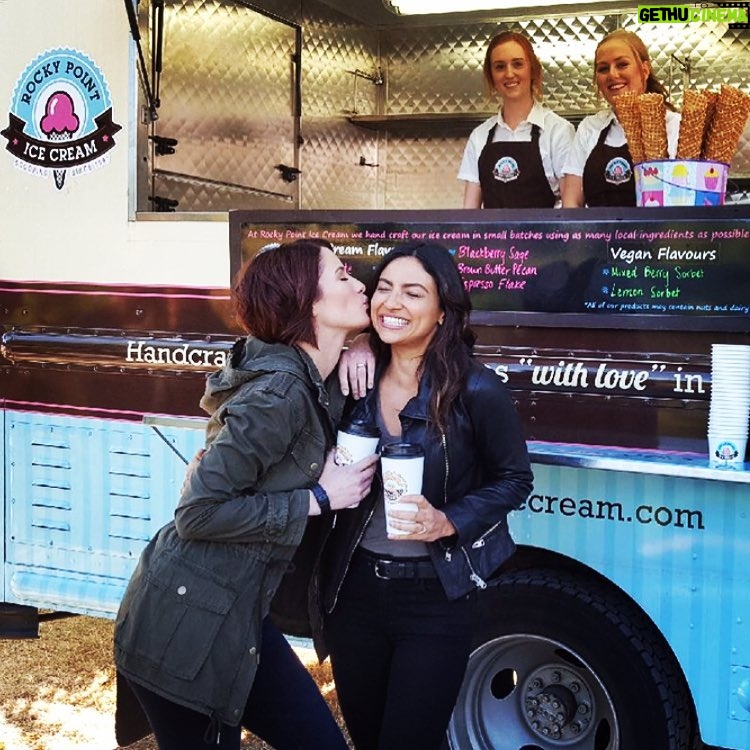 Chyler Leigh Instagram - @florianalima & I with these lovely ladies from @RPIceCream #veganicecream #yuck 😜 #sanvers