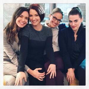 Chyler Leigh Instagram - I feel like this is a cover of a hilarious #romcom BlueRay DVD featuring 4 badass women that don’t take no sh#@ from nobody #dcwomen #zeroBS @melissabenoist @odetteannable #katiemcgrath ❤️👊🏻❤️