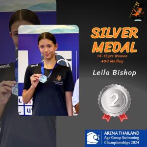Cindy Sirinya Bishop Instagram - You’re on fire!! 🔥 Another silver medal for our girl @leilacbishop at the @arena Age Group Thailand National Swimming Championships 2024 🤯 This time for the epic 400m individual medley - a monster of a race for any swimmer - but you somehow made it look graceful and powerful at the same time! Not as many tears from me as your first silver medal but I’ve officially lost my voice from all the screaming. 😅 

#leilacbishop #thailandswimmingassociation #swimmer #thailand #swimmer #400im #thailandnationalswimmingchampionship2024