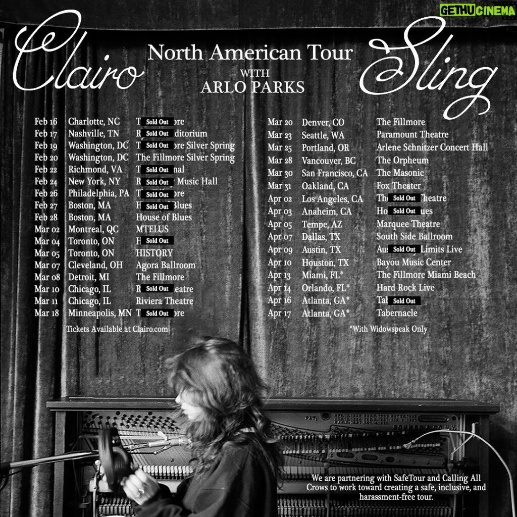 Clairo Instagram - our north american tour is coming up soon you can find tickets to remaining shows through our website 🎟 also, holy fucking shit thank you from the bottom of my heart for buying tickets and being open to seeing live music this year, i’m so grateful. and i only ever dreamed of playing some of these rooms - so thank you forever also enjoy a story jack came up with by using accidental sound effects from that day