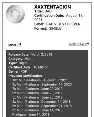 Cleopatra Bernard Instagram - Diamond 💎 congratulations @xxxtentacion  and thank you to all his supporters for making this possible.
