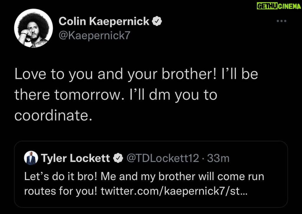 Colin Kaepernick Instagram - We locked in for tomorrow! @tdlockett12 Let’s get it! Going live on ig tomorrow.